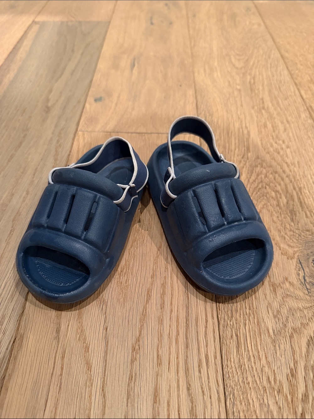 Kids Navy Slide Sandals with Back Strap